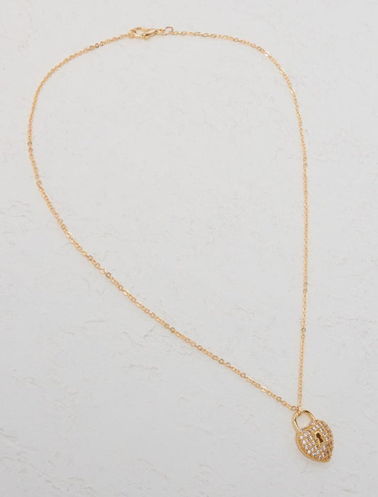 Chain Necklace with Gold Heart Lock Figure