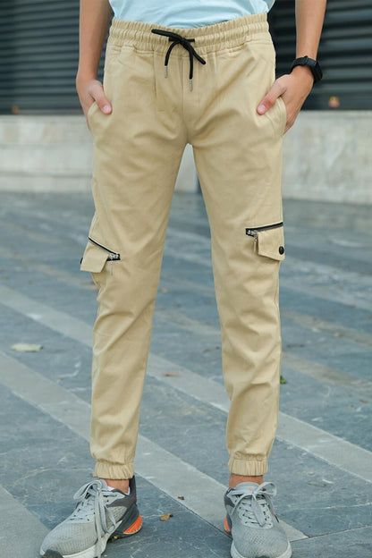 Boy's Elastic Waisted Cargo Pocket Jogger Pants