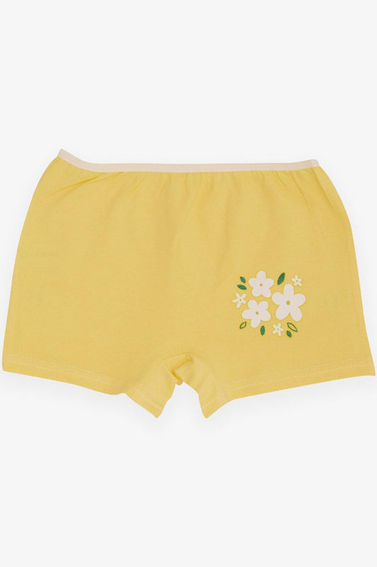 Girl's Boxer Floral Printed Yellow (Age 7-9)