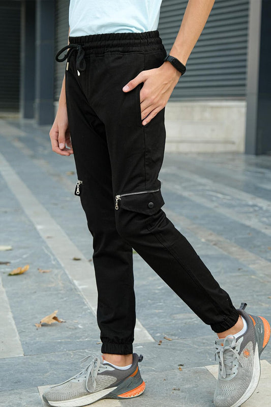 Boy's Elastic Waisted Cargo Pocket Jogger Pants