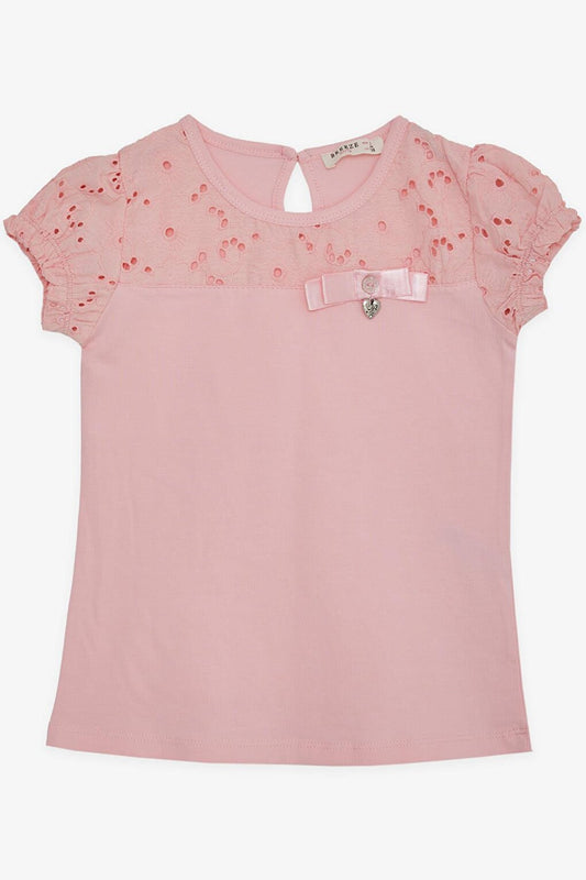 Girl's T-Shirt Pink with Laced Accessories (5-10 Years)