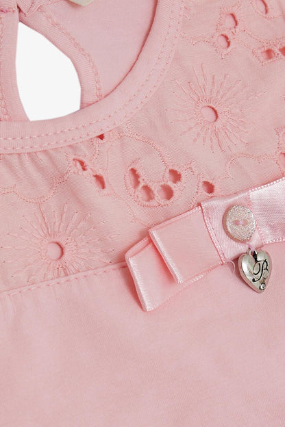 Girl's T-Shirt Pink with Laced Accessories (5-10 Years)