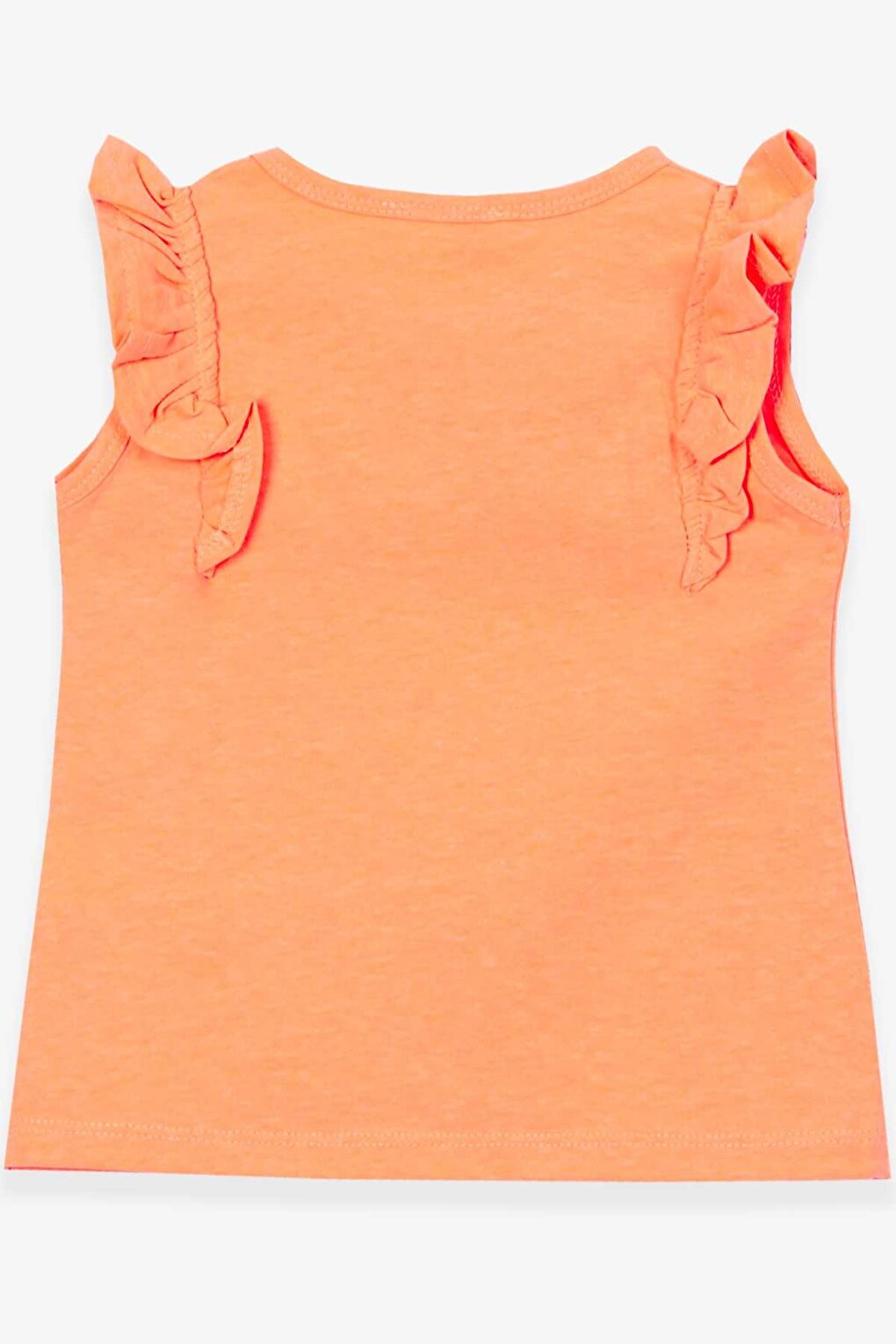 Girl's T-Shirt with Frilly Sleeves Neon Orange (Age 3-7)