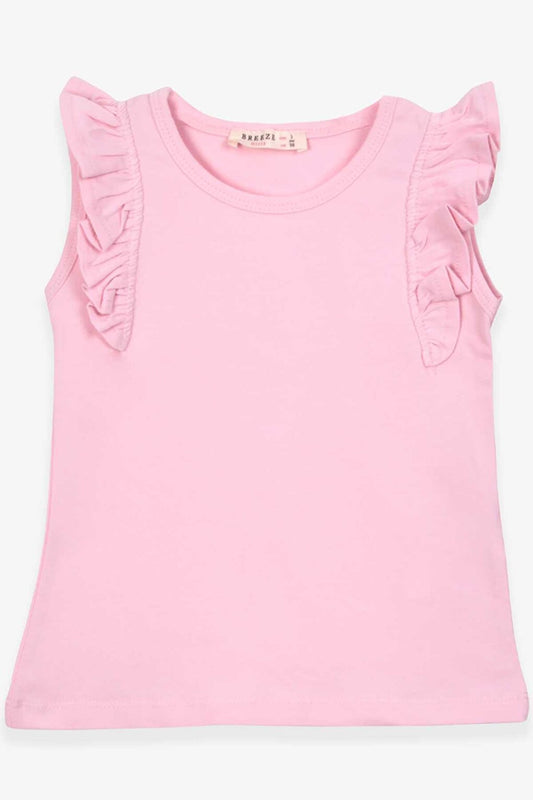 Girl's T-Shirt Powder with Ruffle Sleeves (Ages 3-7)