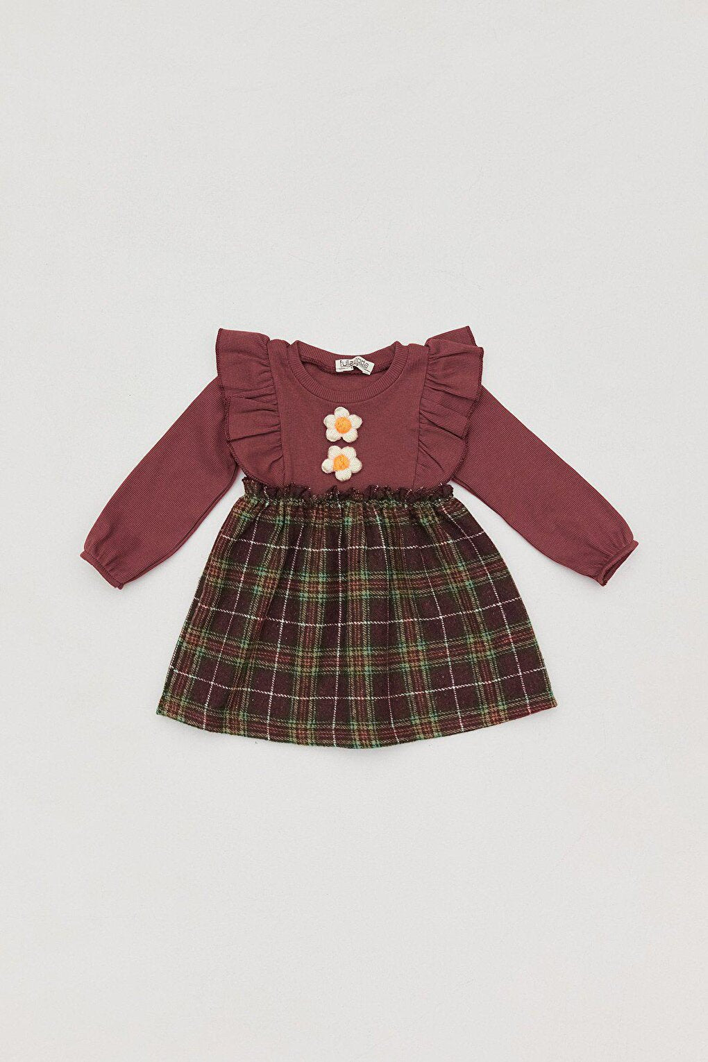 Plaid Patterned Ruffled Girl's Dress