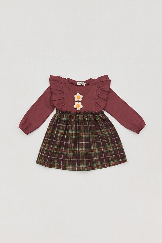 Plaid Patterned Ruffled Girl's Dress