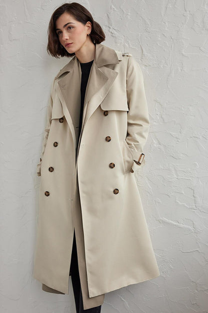 Double Breasted Classic Trench Coat Beige