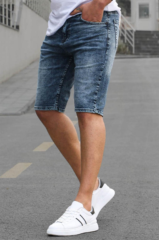 Blue Regular Fit Men's Jean Shorts 6348