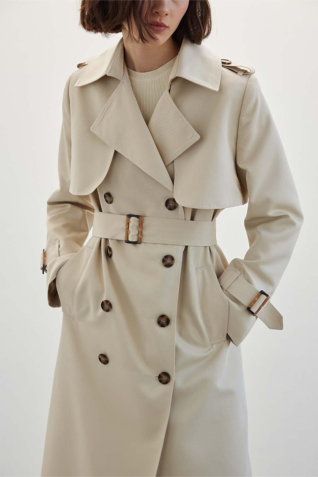 Double Breasted Classic Trench Coat Beige