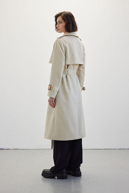 Double Breasted Classic Trench Coat Beige