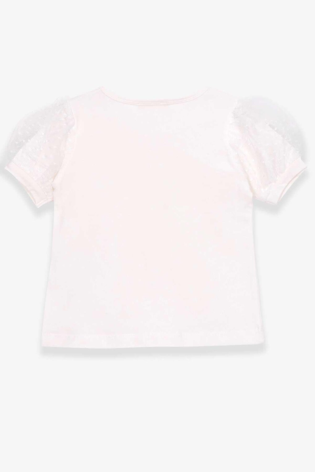 Girl's T-Shirt with Tulle Sleeves in Ecru (Age 3-7)