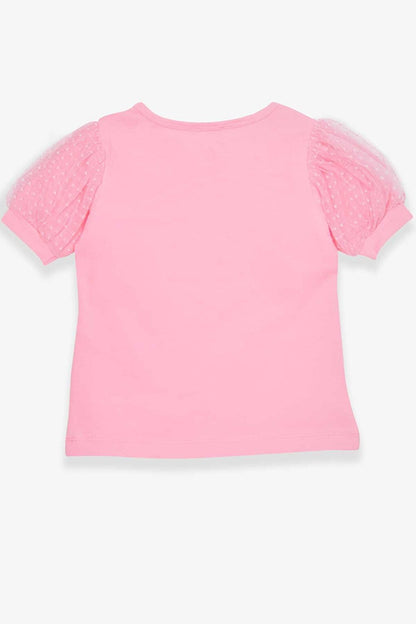 Girl's T-Shirt Sleeves Tulle Powder (Age 3-6)