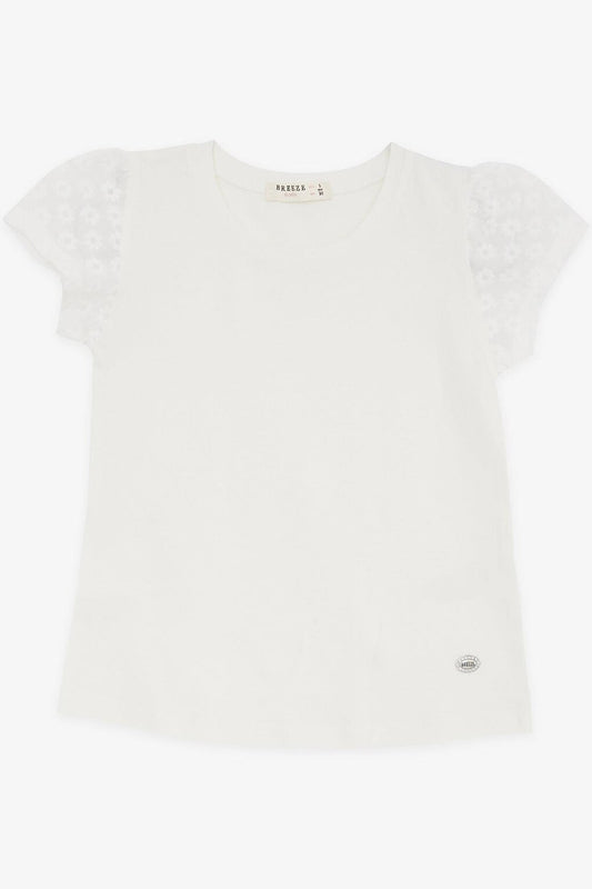 Girl's T-Shirt Scalloped Ecru (Age 3)