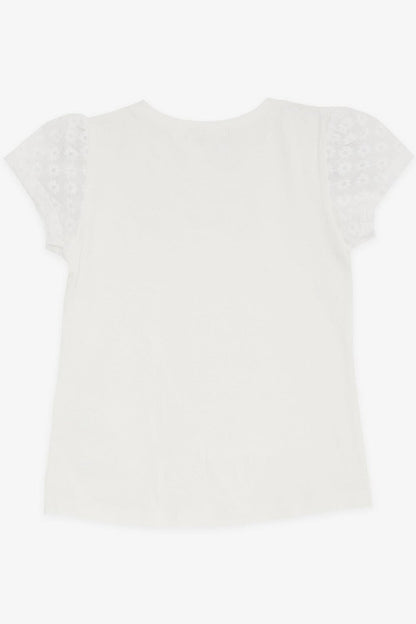 Girl's T-Shirt Scalloped Ecru (Age 3)