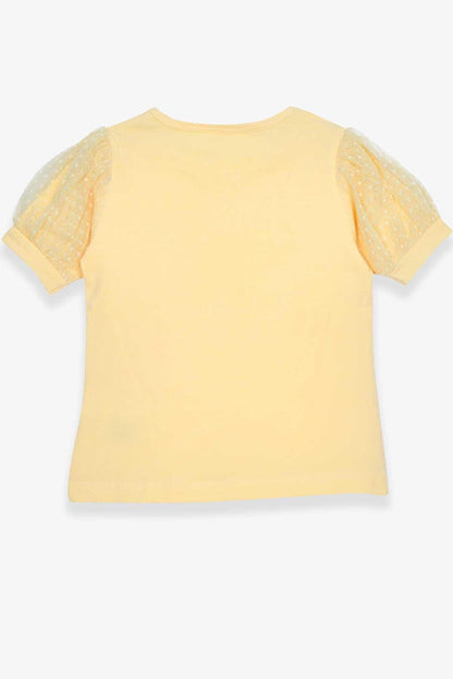 Girl's T-Shirt Yellow with Tulle Sleeves (Age 3-7)