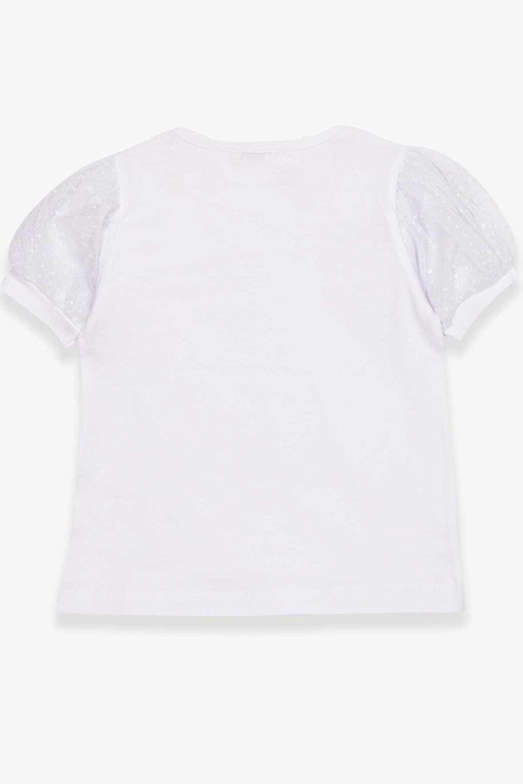 Girl's T-Shirt White with Tulle Sleeves (Age 3-6)