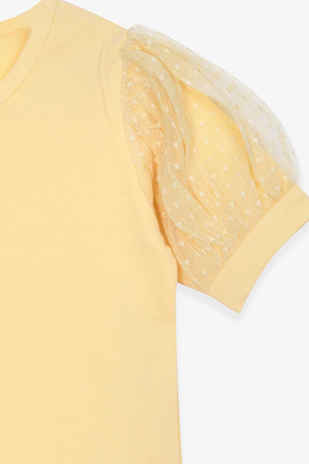 Girl's T-Shirt Yellow with Tulle Sleeves (Age 3-7)