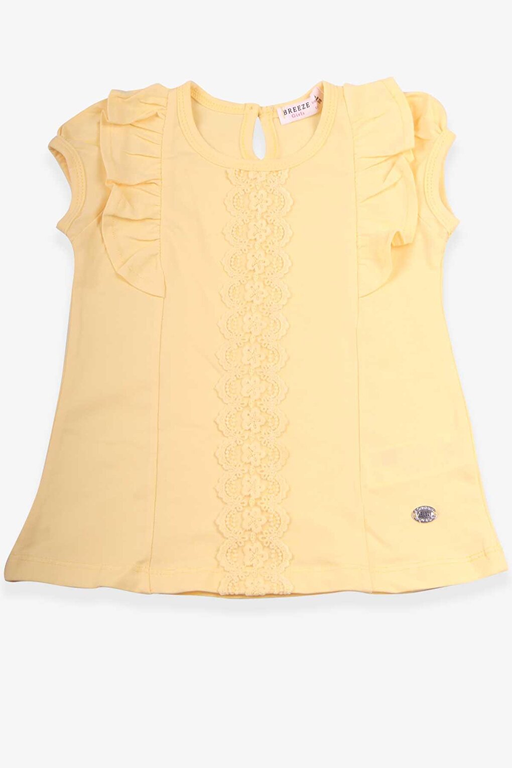 Girl's T-Shirt Frilly Laced Yellow (Age 3-8)