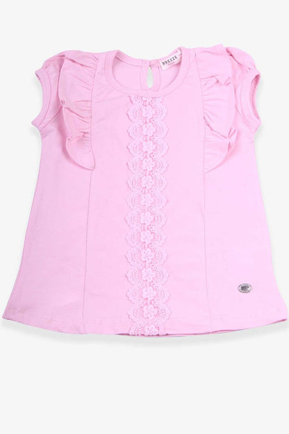 Girl's T-Shirt Frilly Laced Powder (3-8 Years)