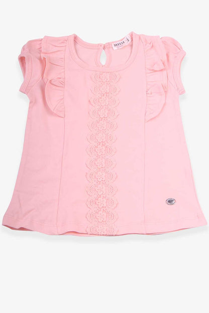 Girl's T-Shirt Ruffled Guipure Salmon (Age 6)