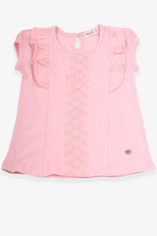 Girl's T-Shirt Ruffled Guipure Salmon (Age 6)