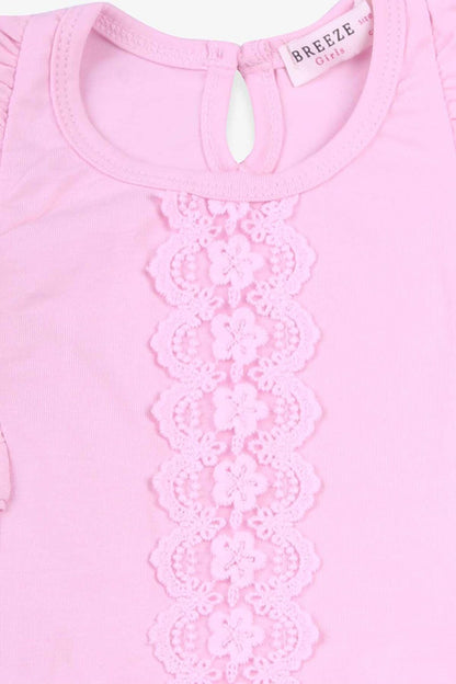 Girl's T-Shirt Frilly Laced Powder (3-8 Years)