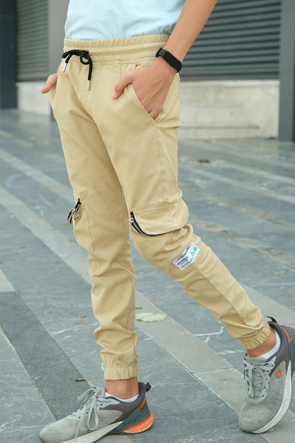 Boy's Elastic Waisted Cargo Pocket Jogger Pants