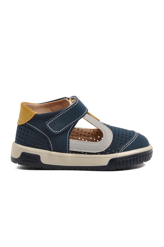 3000-B Navy Blue Nubuck-Yellow Children's Shoes