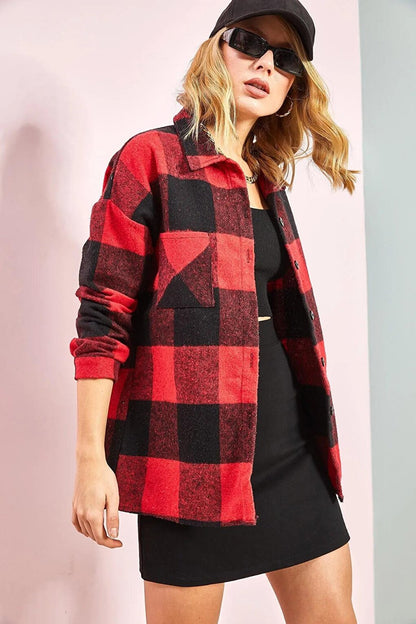 Women's Pocketed Cashmere Lumberjack Shirt