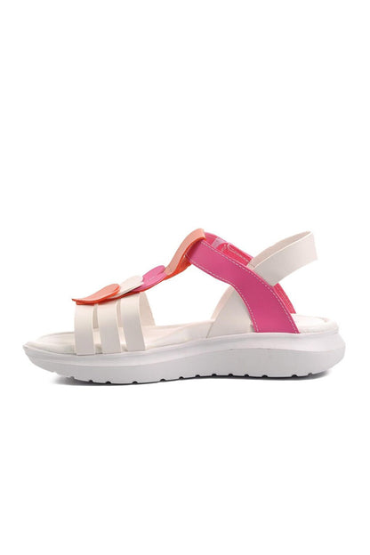 Şng 8020-F White-Fuchsia-Pink Girl's Sandals