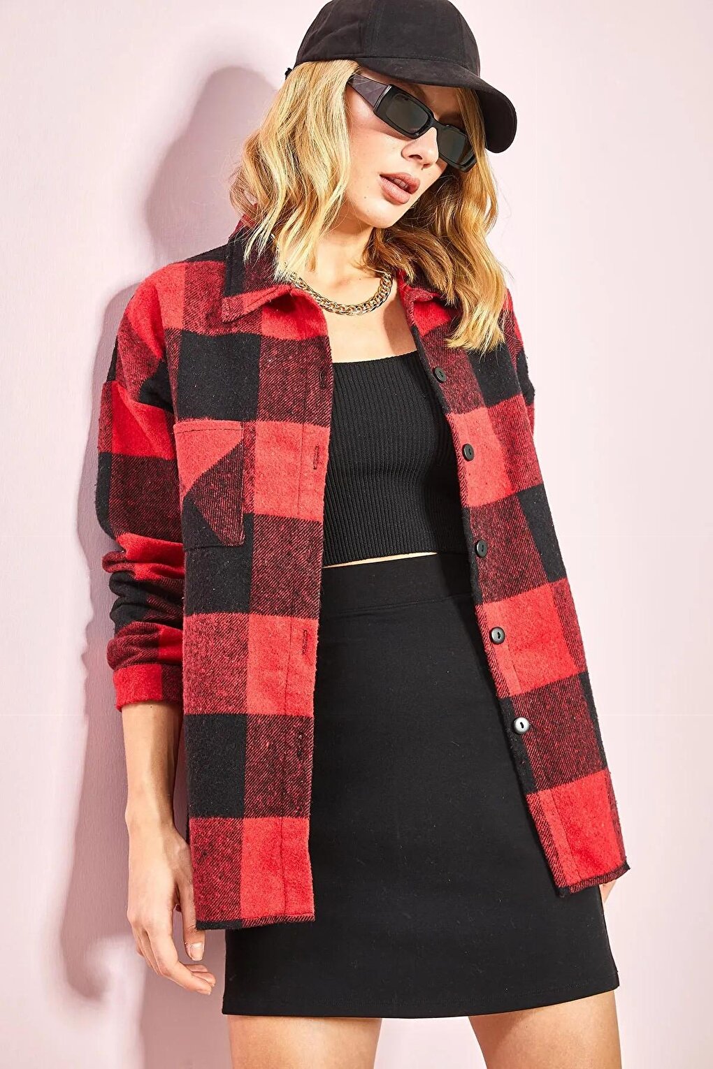 Women's Pocketed Cashmere Lumberjack Shirt