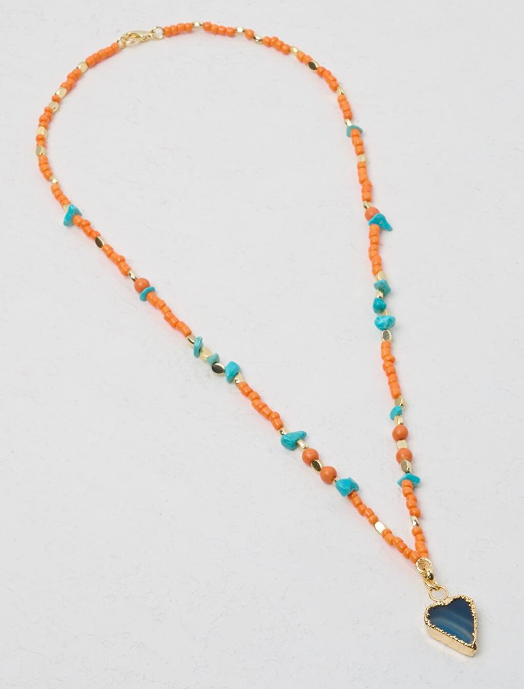 Orange Heart Figured Bead Necklace