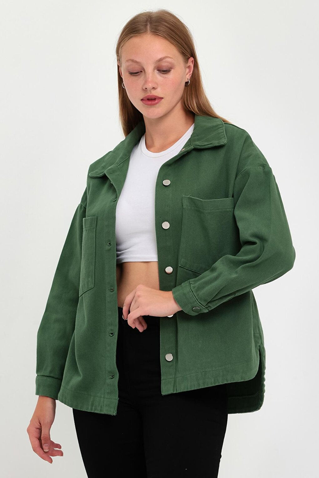 Women's Double Pocket Front Gabardine Jacket