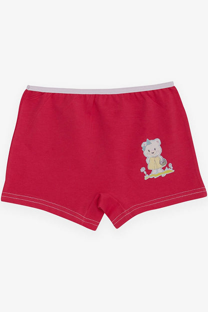 Girl's Boxer Cute Teddy Bear Printed Fuchsia (Age 7)