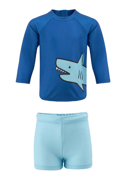 Shorts T-Shirt Set Short Sleeve Shark Kids Baby Swimsuit 5384 Blue