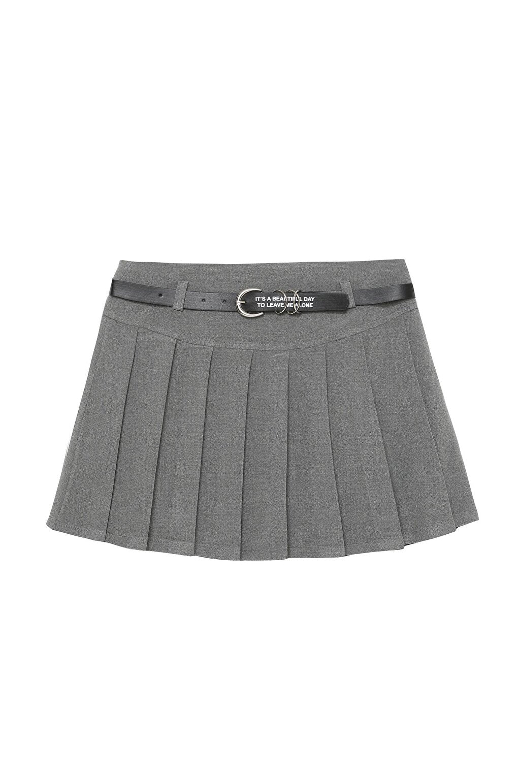 BELT DETAIL PLEATED SKIRT Gray