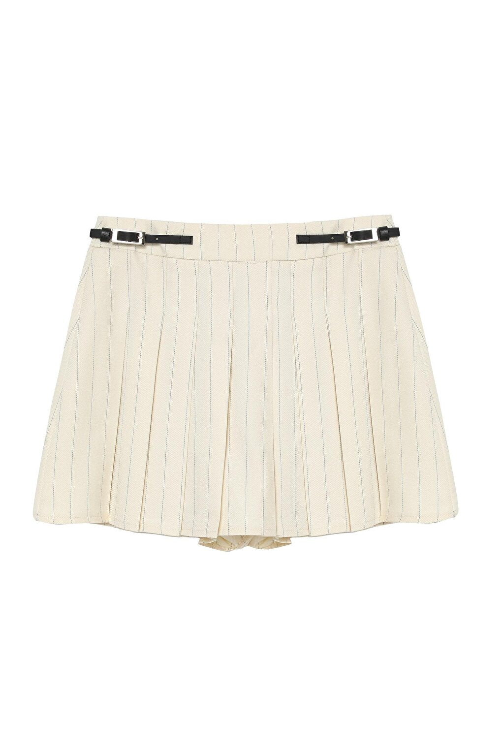 Stripe Detailed Belted Mini Skirt Bone