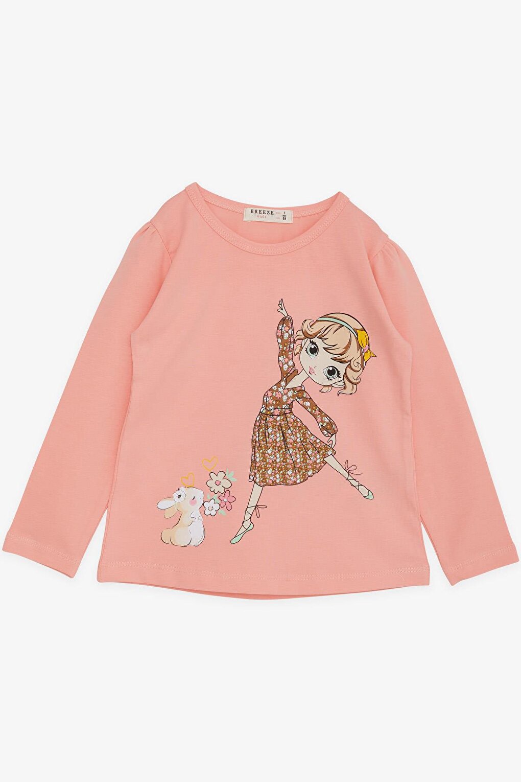 Girl's Long Sleeve T-Shirt Friendship Themed Dancer Girl Printed Salmon (Age 2-6)