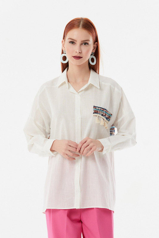 Tasseled Casual Linen Shirt