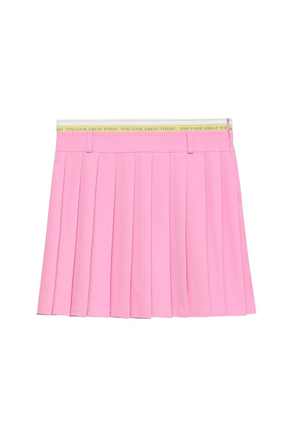 Pleated Skirt with Elastic Waist and Shorts Inside Pink