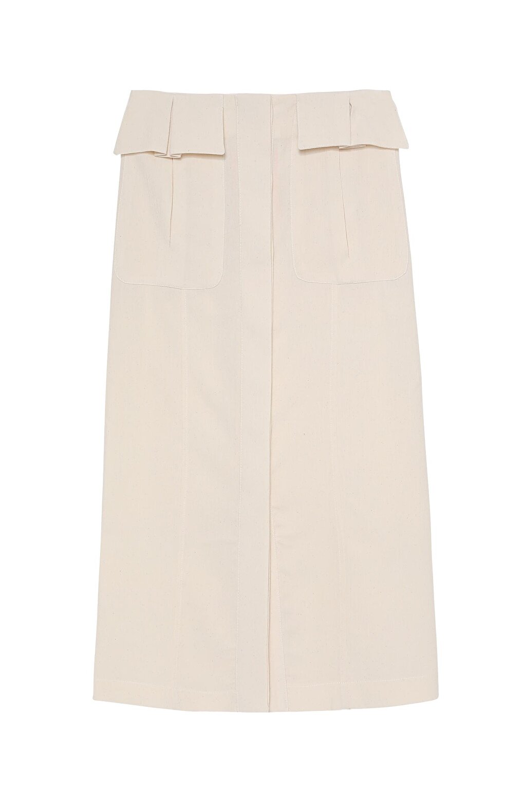 Pocket Detailed Midi Skirt Beige