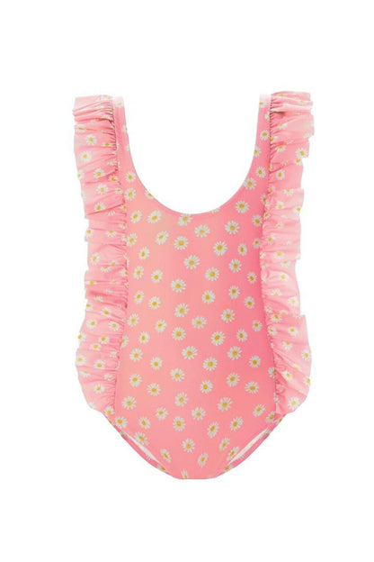 Girl's Sea Pool Swimsuit Frıll 5429 Pink