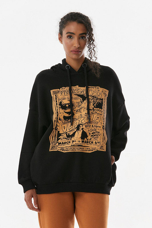 Printed Hooded Oversize Sweatshirt