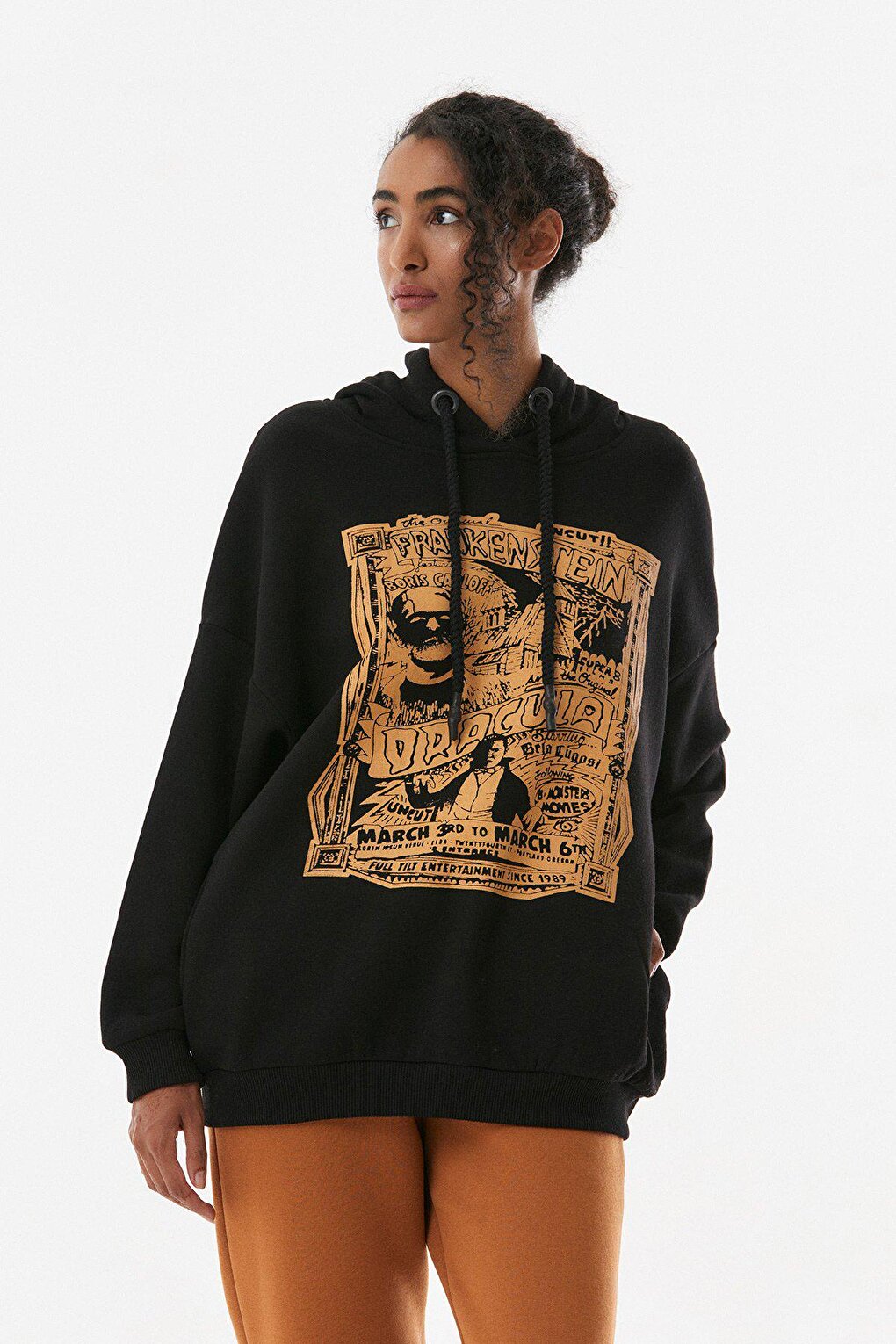 Printed Hooded Oversize Sweatshirt