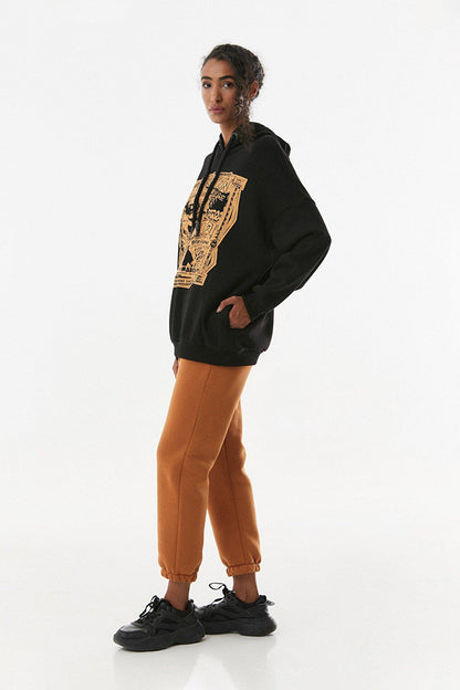 Printed Hooded Oversize Sweatshirt