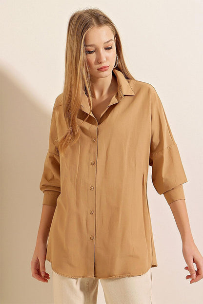 3900 Oversize Long Basic Shirt - Biscuit