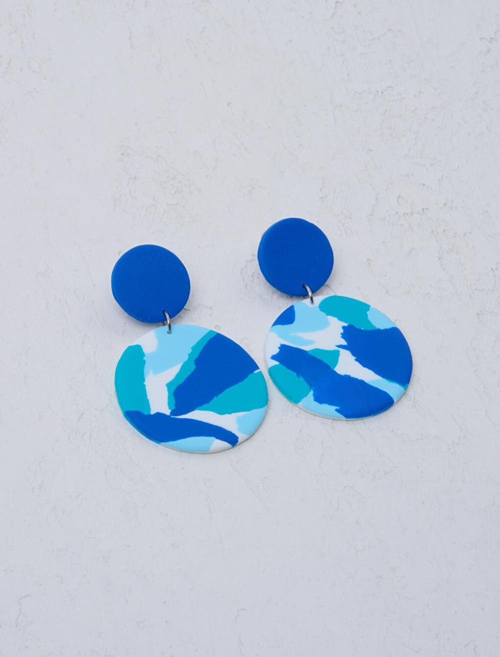 Blue Green Blue Dangle Round Earrings