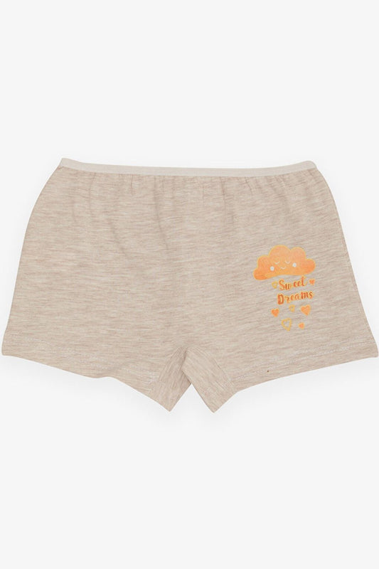 Girl's Boxer Cute Cloud Printed Beige Melange (Age 7)