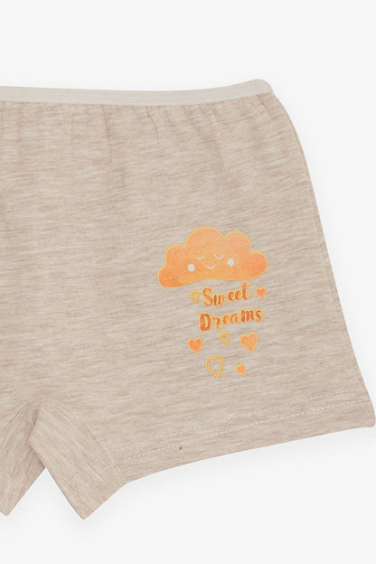 Girl's Boxer Cute Cloud Printed Beige Melange (Age 7)