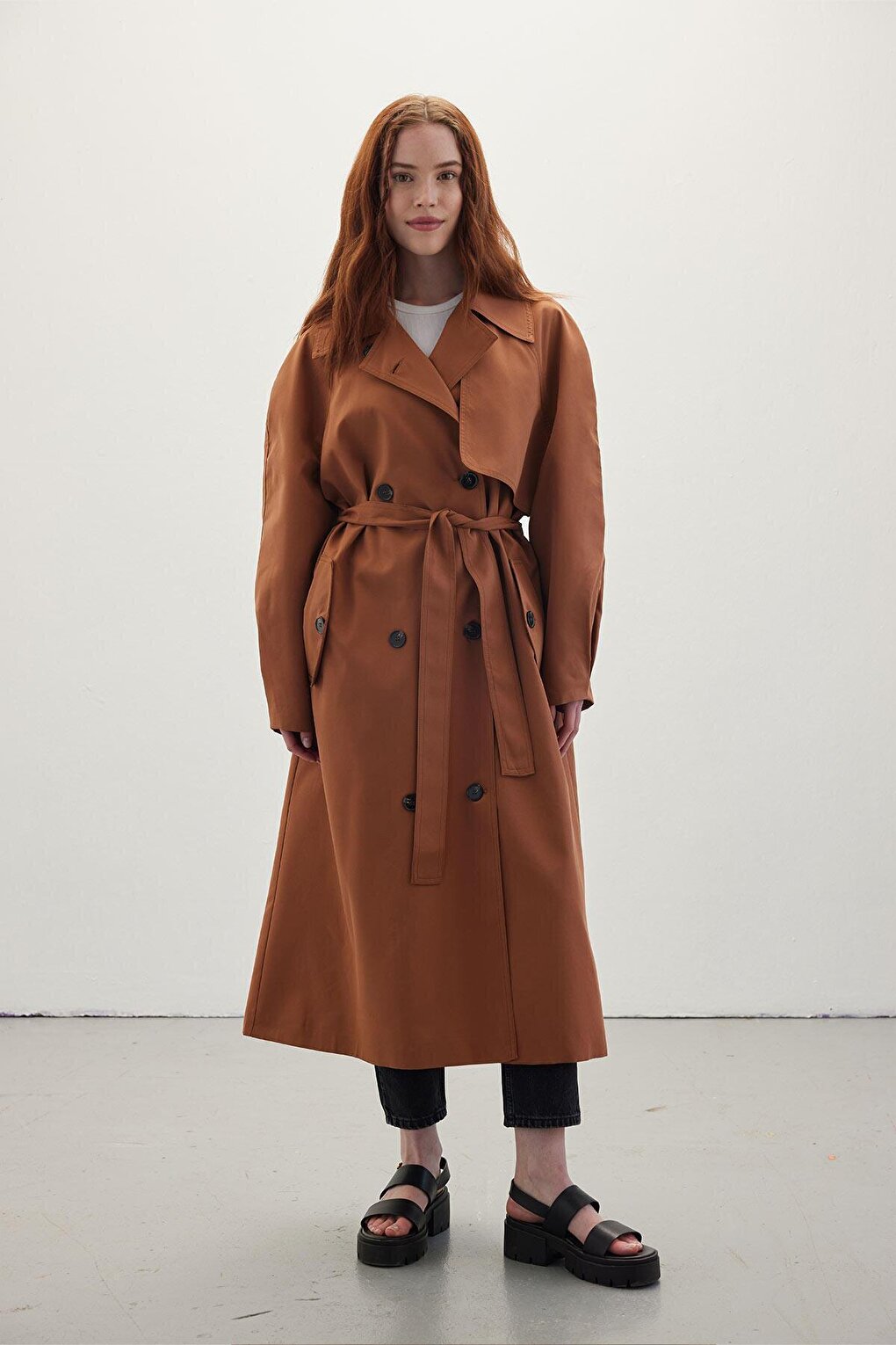 Double Breasted Trench Coat Hazelnut Shell